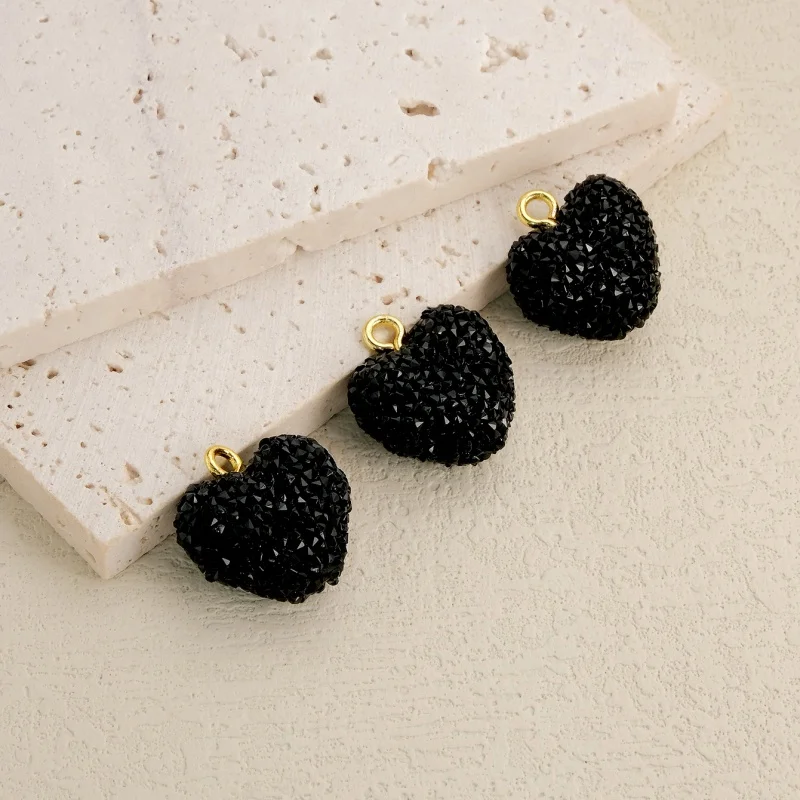 10pcs Ins Sugar Heart Pendants DIY Handmade Girl Earrings Jewelry Charms Bracelet Necklace Accessories Materials