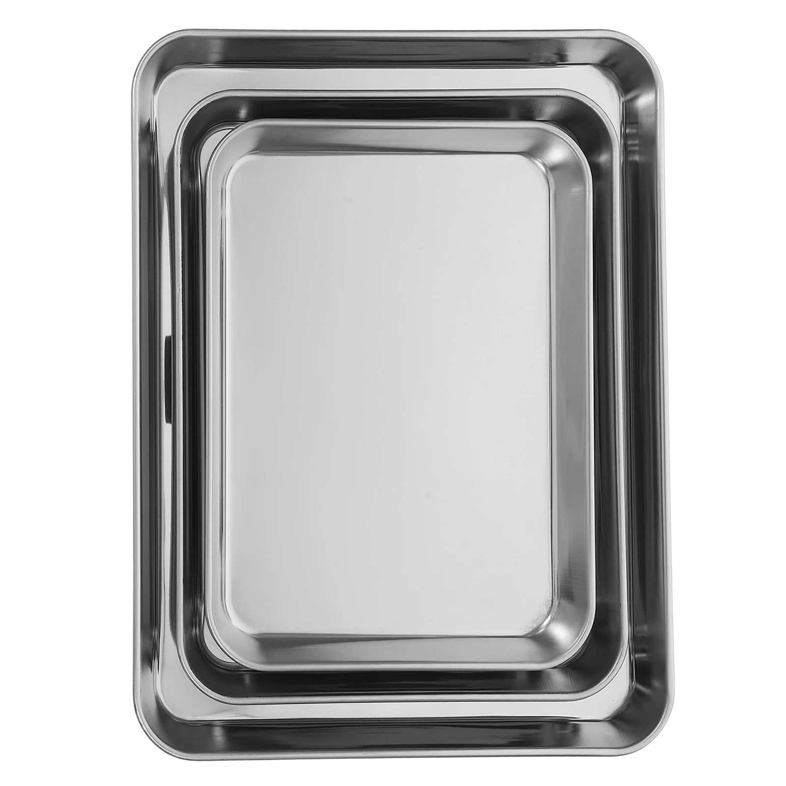

3 Pcs Toaster Oven Tray 8x10.5x1 Stainless Steel Baking Pan Roasting Dishwasher Safe Nonstick Compact Versatile Cookware