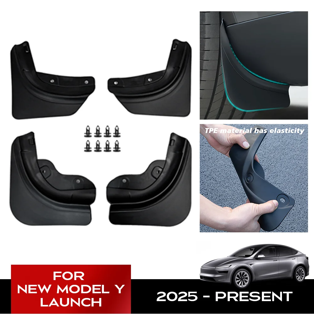 

TPE Mud Flaps For Tesla New Model Y 2025 Launch Juniper teslajuniper No Drilling/Tape Splash Guards Fenders Mudguards Mudflaps