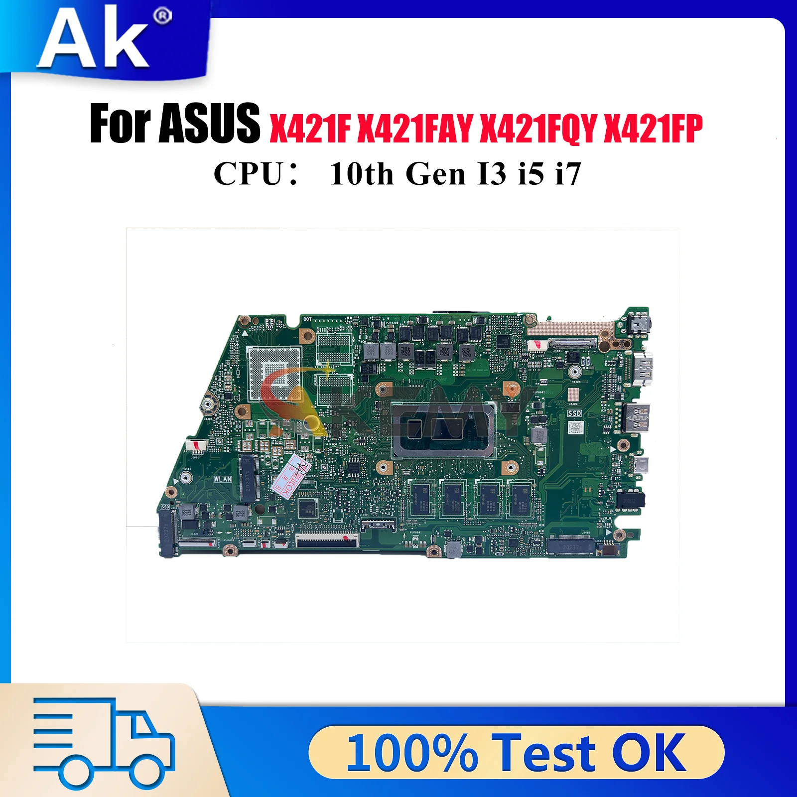

X421FA Материнская плата для ноутбука ASUS S5600F X421FAY X421FQY X421F X421FL X421FP V4050F I421F X421FPY Материнская плата 10-го поколения I3 i5 i7