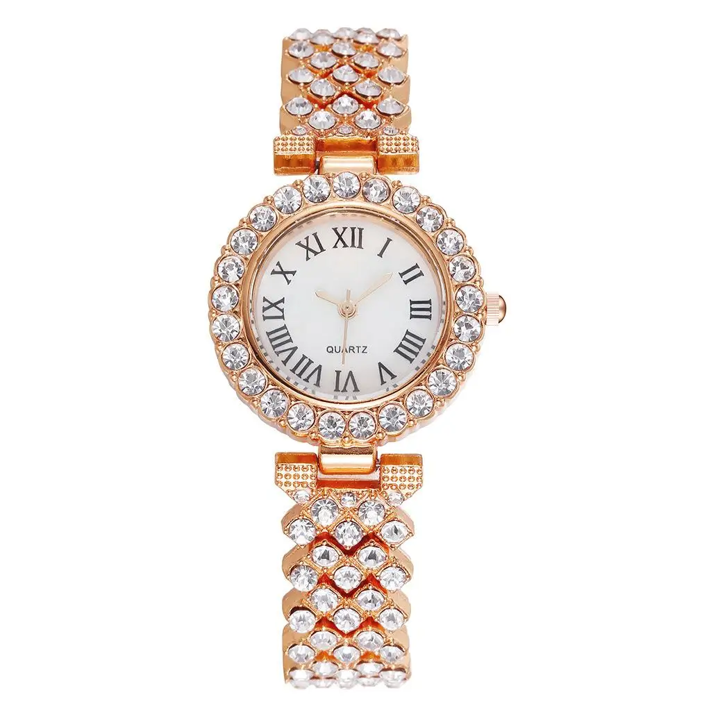 Network explosion models alloy full diamond women's fashion watches simple Roman numerals three-hand quartz wristwatch spot