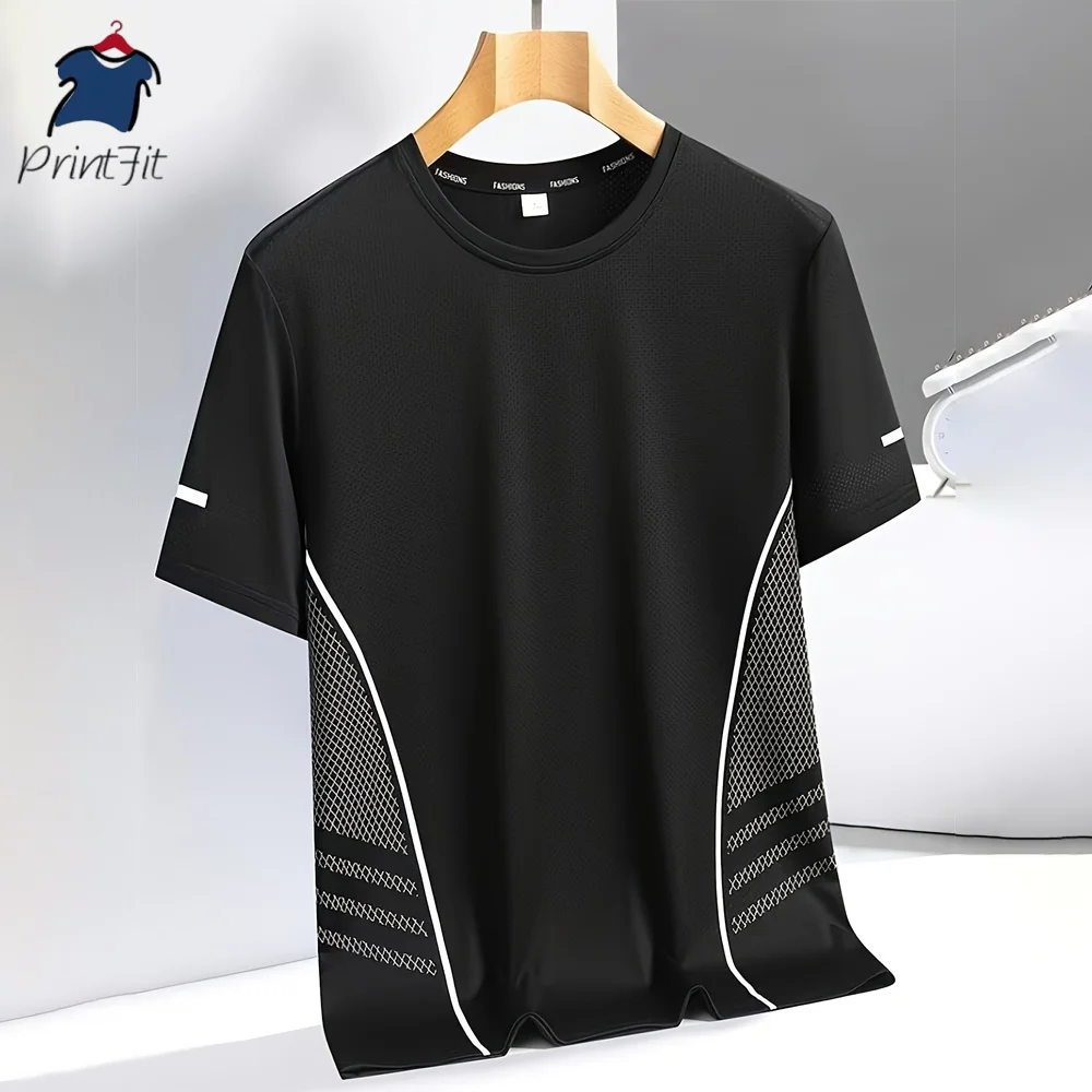 

Cute Summer Tops Men's Short Sleeve Summer Ice Silk Half Sleeve Loose Breathable Fitness Running Top Mens Casual T Shirt jul