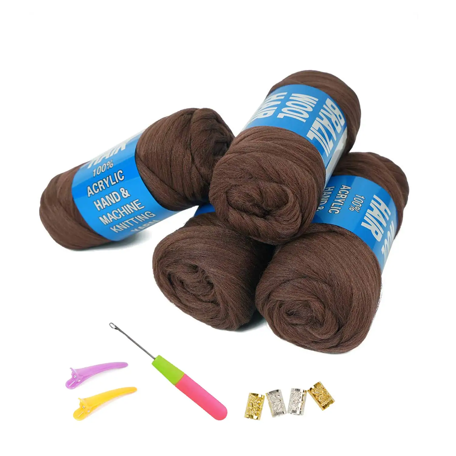 Synthetic Crochet Hair 100% Brazilian Wool Hair Extension For Women African Low Temperature Faux Locs Wraps Jumbo Braiding Hair