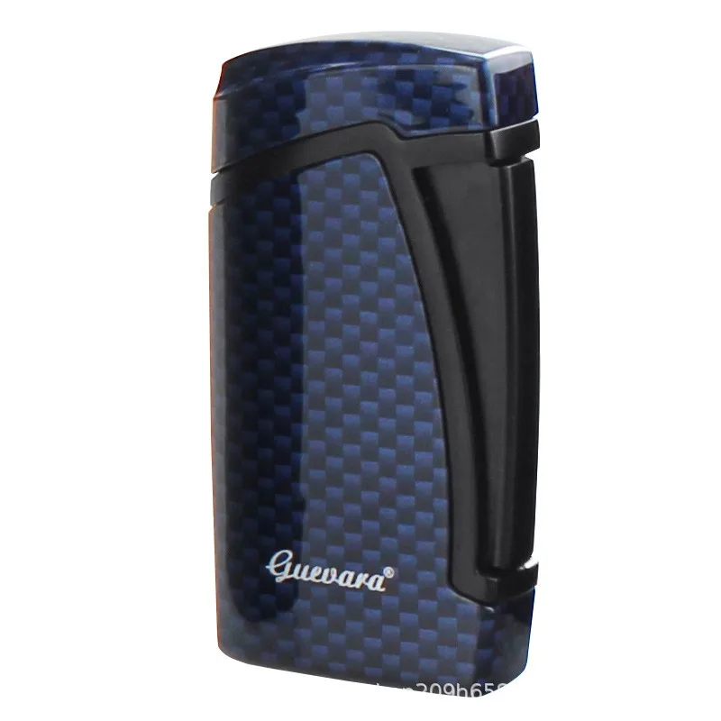 

GUEVARA Cigar Cigarette Tobacco Lighter 2 Torch Jet Blue Flame Refillable with Punch Smoking Tool Accessories Portable Gift