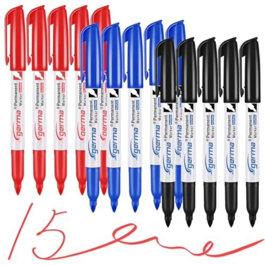 

Fine Tip Permanent Markers Bulk Fine Point, 15 Count Assorted Colors, Black,,, Waterproof, Quick-drying, Fade Resistant, for th
