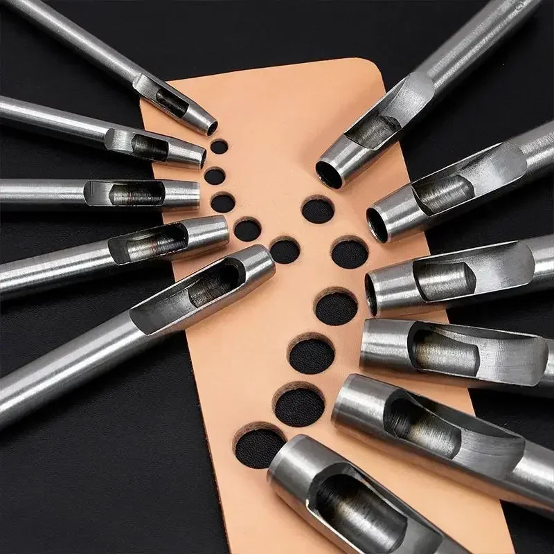 6pcs Mix Size Round Hole Punch Hollow Cutter Set Lot for Gasket Rubber Leather Craft Belt Bag Clothing High Hardness Steel image 5