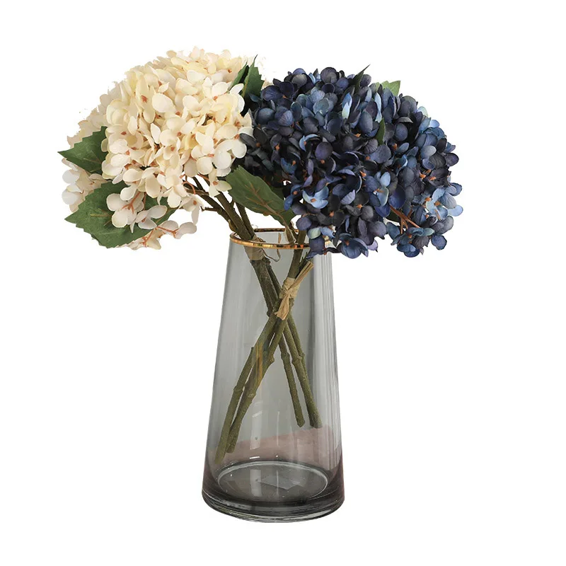 Hortensia artificial para decoración de boda, florero de flores falsas para fiesta de otoño y otoño, 3 unidades por lote