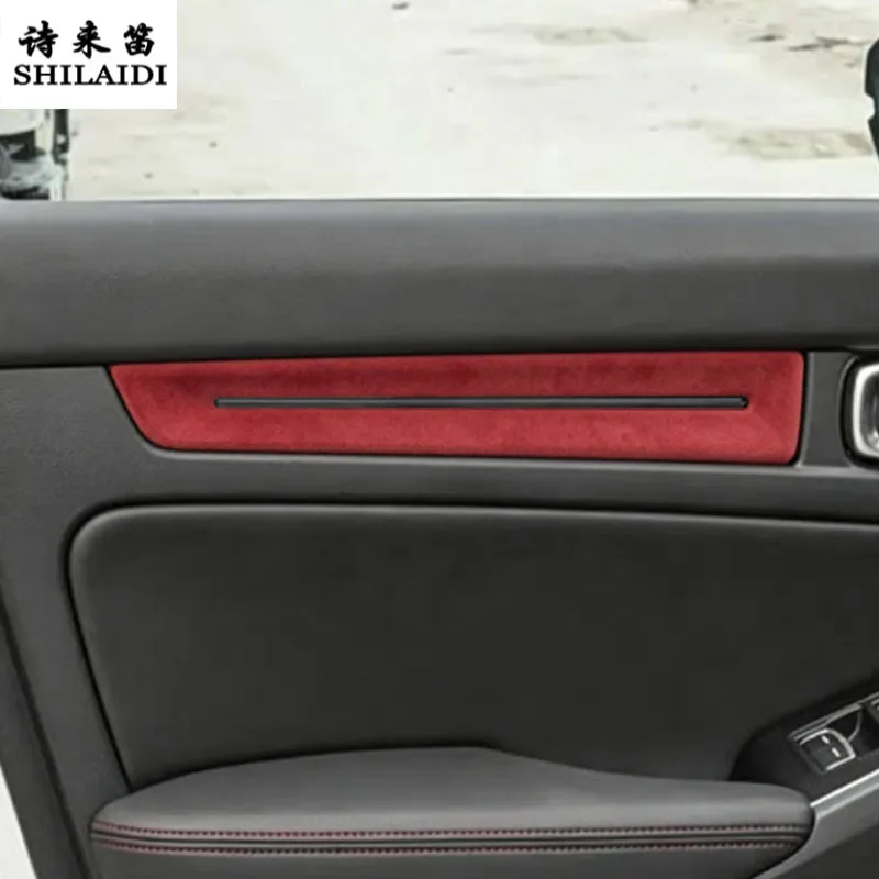 Suede leather For Honda Civic 11th gen 2022-2025 Car Interior door panel trim pull Armrest Gear water cup Decoration Sticker