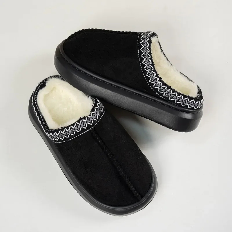 2024 Hot Sale Ladies Shoes Baotou Women's Slippers Fashion Plus Velvet Daily Slippers Women Winter Plus Sizes Flat Slippers