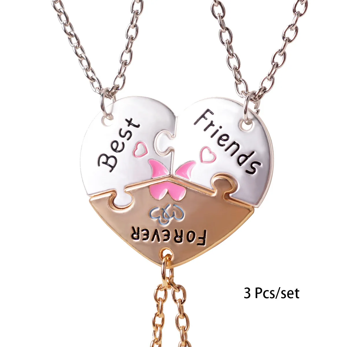 Star Moon Three Person Chain Good Friend Metal Splicing Round Pendant Set Commemorative Day Three Person Friend Necklace