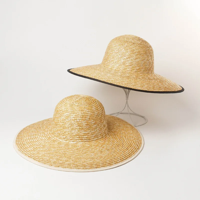 

X324 Leisure Basin Caps Leisure Type Big-brimmed Straw Hat Travel Sunscreen Beach Cap Big-brimmed Straw Sun Beach Hat