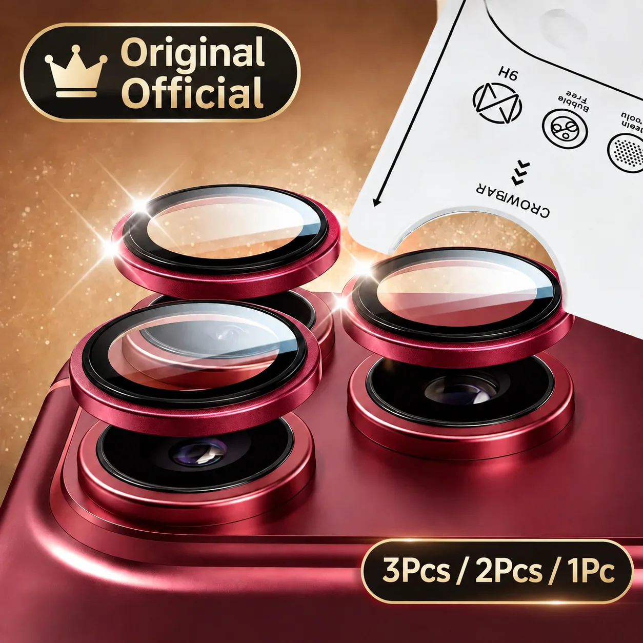 3Pcs/2Pcs/1Pc Original Official Camera Lens Protectors For iPhone 18 17 Pro Max Duo 9H Tempered Glass Metal Separate Ring Covers