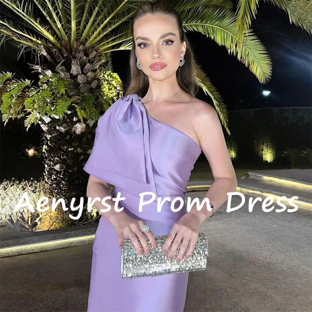 Aenyrst-Simples Um Ombro Sereia de cetim Vestidos, Arábia Saudita Prom Vestidos, Vestido Ocasião Formal, Roxo, até o chão, 2024