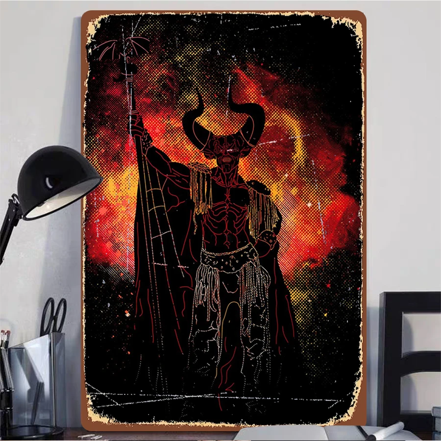 Dark Lord Totem Metal Iron Painting Retro Style Demon Decorative Painting Living Room Study Wall Hanging Exclusive