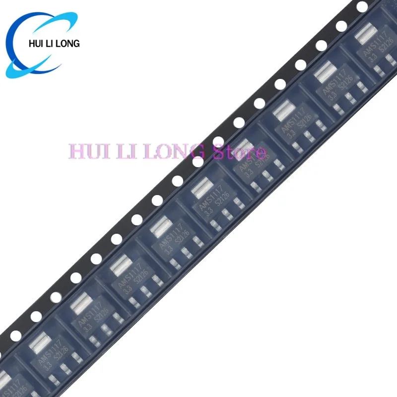 10/50/100 Uds AMS1117-3.3 AMS1117 SOT-223 SOT223 salida 3,3 V/1A regulador lineal de baja caída LDO IC Chip