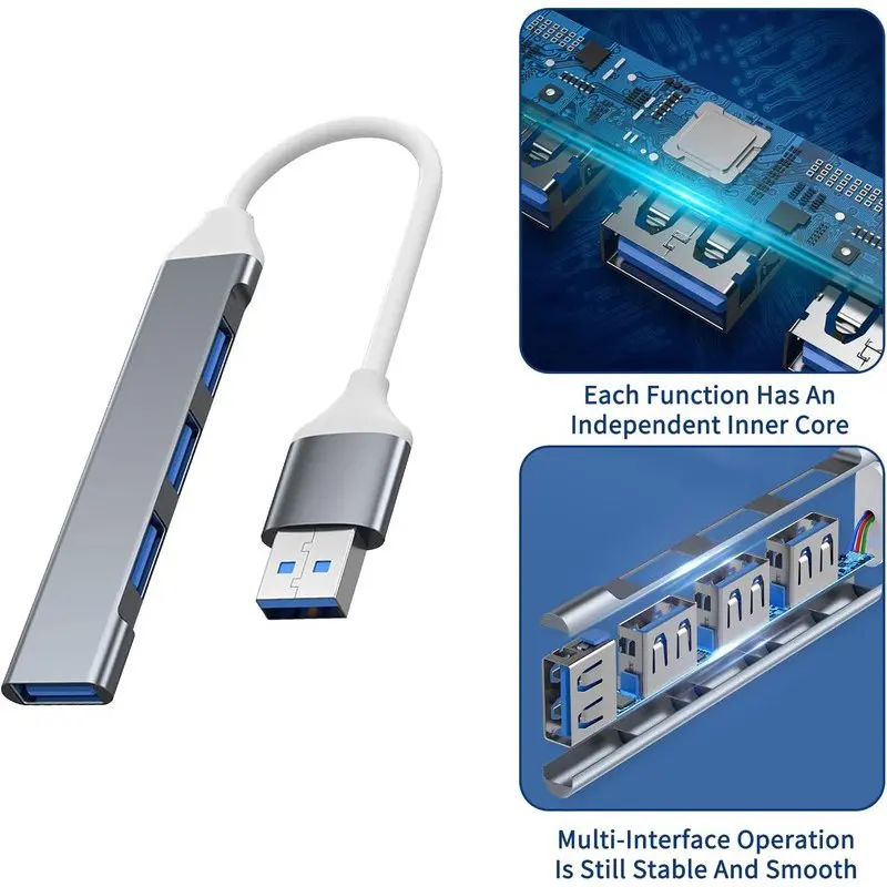 USB C Hub USB Hub 3.0 Type C Docking Station Aluminum 4-in-1 USB Expander, with 3 USB Ports and 1 USB C Port USB Distributor