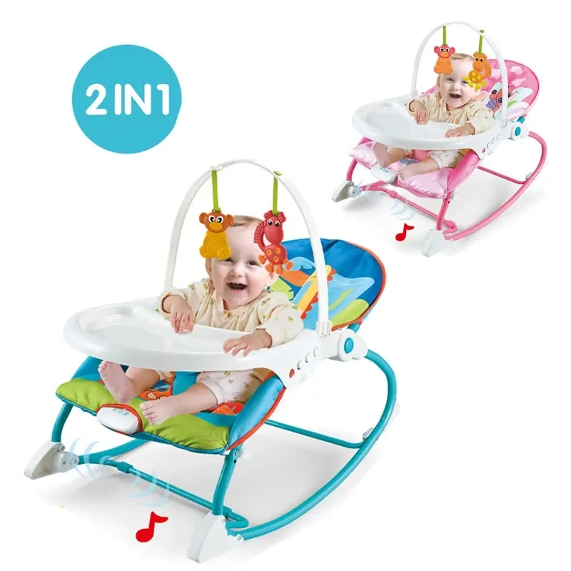 KSF-Multi-funcional Vibração Cadeira de balanço com música e jantar cadeiras, Baby Cradle Folding Toy, 2 em 1