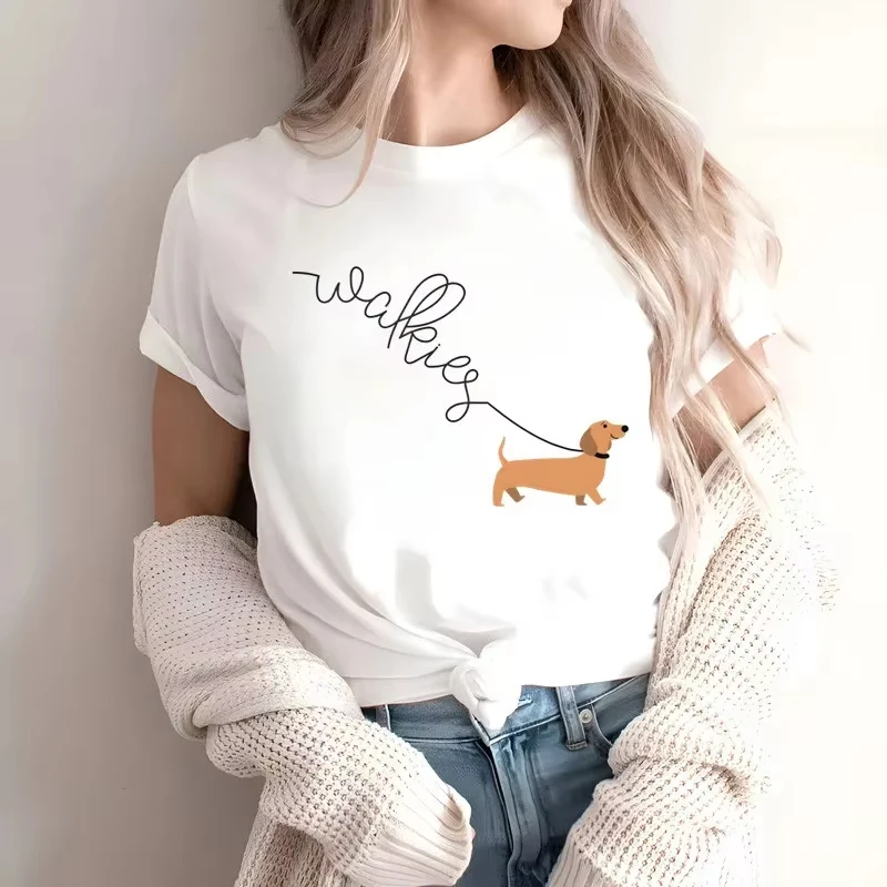 

Dachshund Funny Cute Dog Animal T-Shirt Women Short Sleeve Summer Fashion Tshirt Casual Fashion Tee O-Neck Tops Female Lady