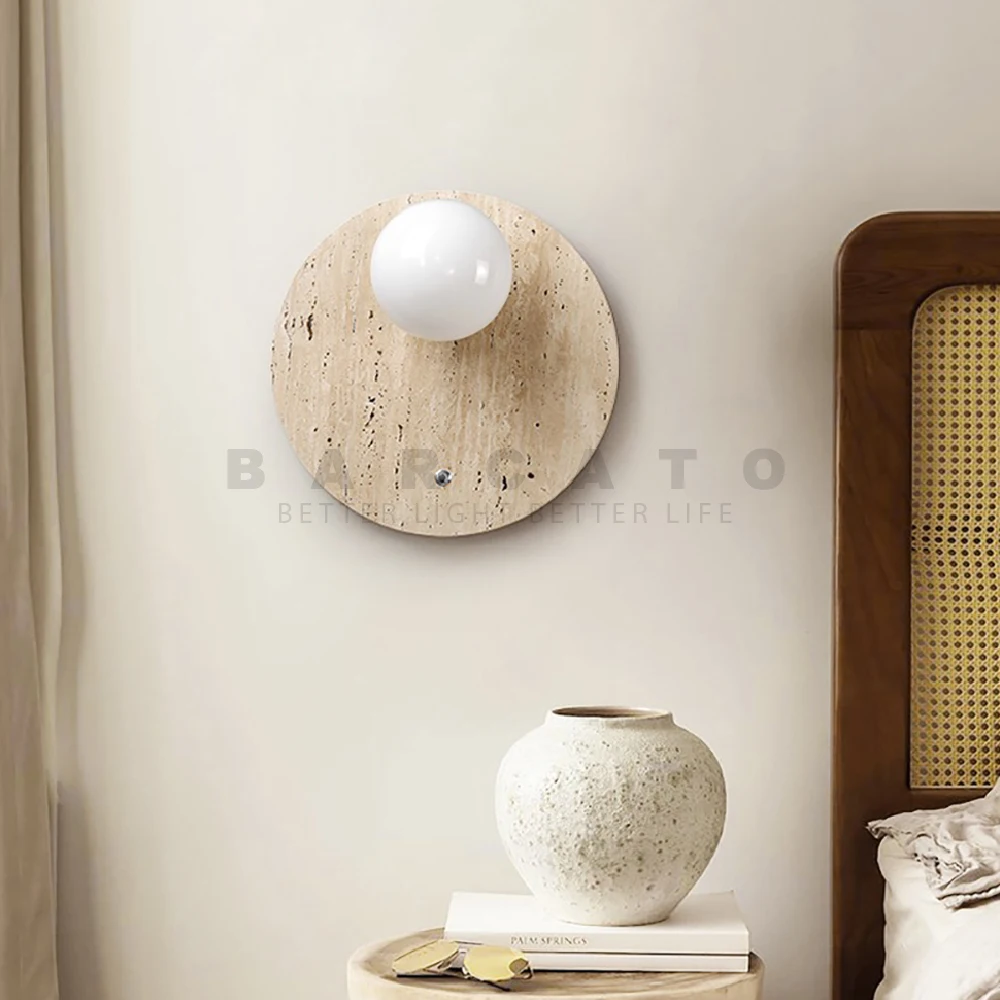 Japan Wall Lamp Modern Pure Natural Yellow Cave Stone Creative Semicircle Wall Lamp Bedside Corridor G9 Decorative Light 85-265V