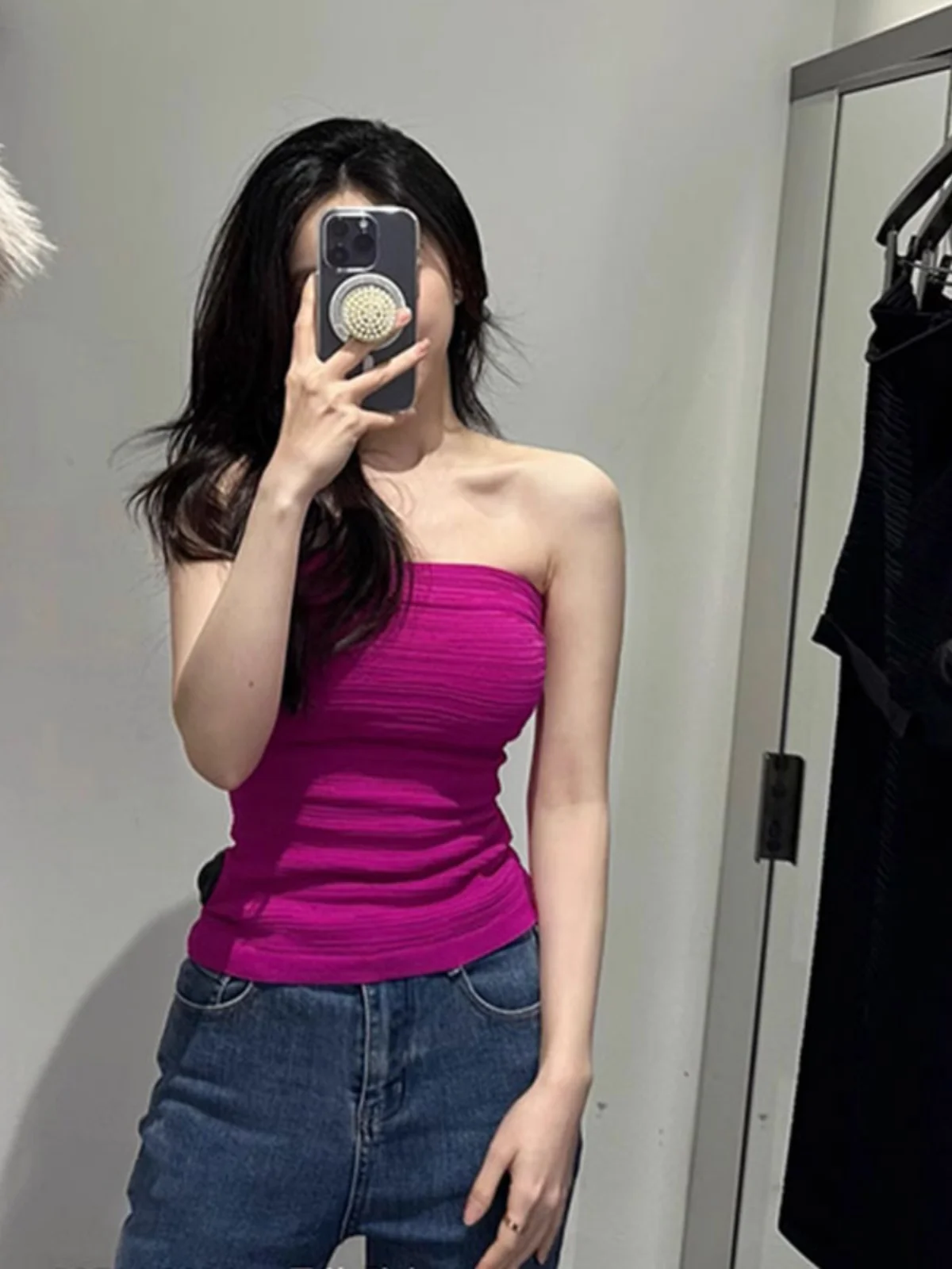 Pink Wrap Chest  Strap Vest Women Summer Sexy Inner Match Base Beauty Back Outer Wear Tube Top Splice Style Commute Wind