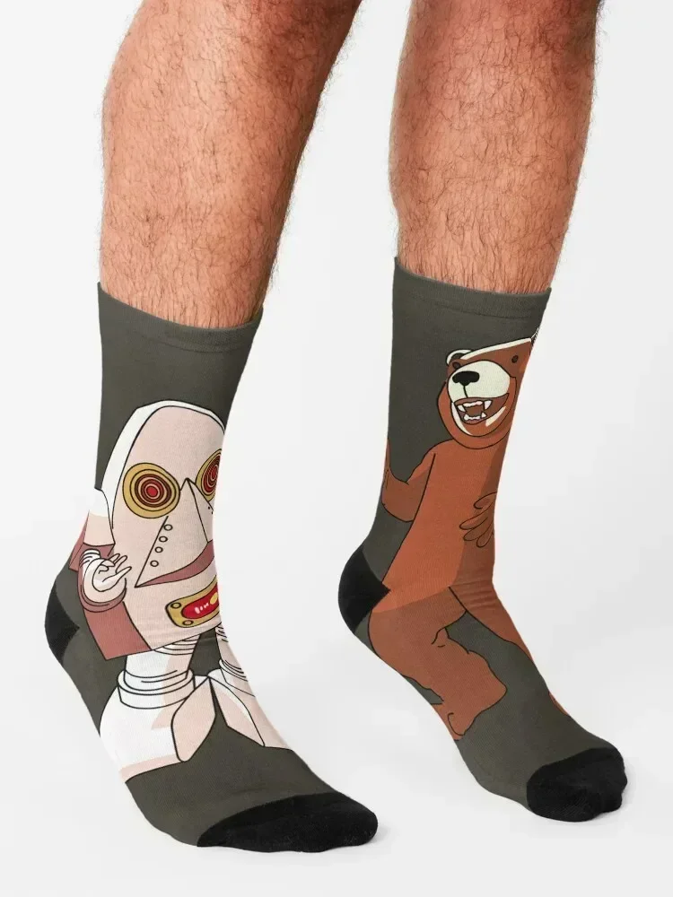 روبوت الدب الحديث تظهر الجوارب الأزهار الرجال أحذية المشي لمسافات طويلة الثلوج الجوارب النساء الرجال