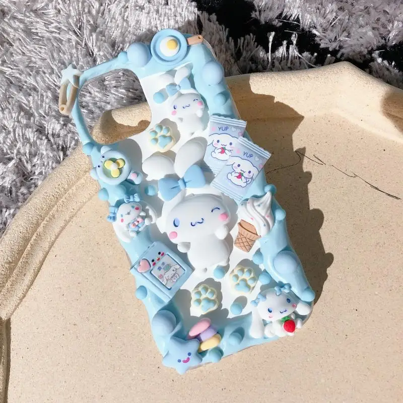 3D Kawaii Dog Handmade Case for iPhone 11 12 13 pro max Phone Cover 12 mini DIY Cream Shell 7/8 plus XS MAX XR SE 20 Couple Gift