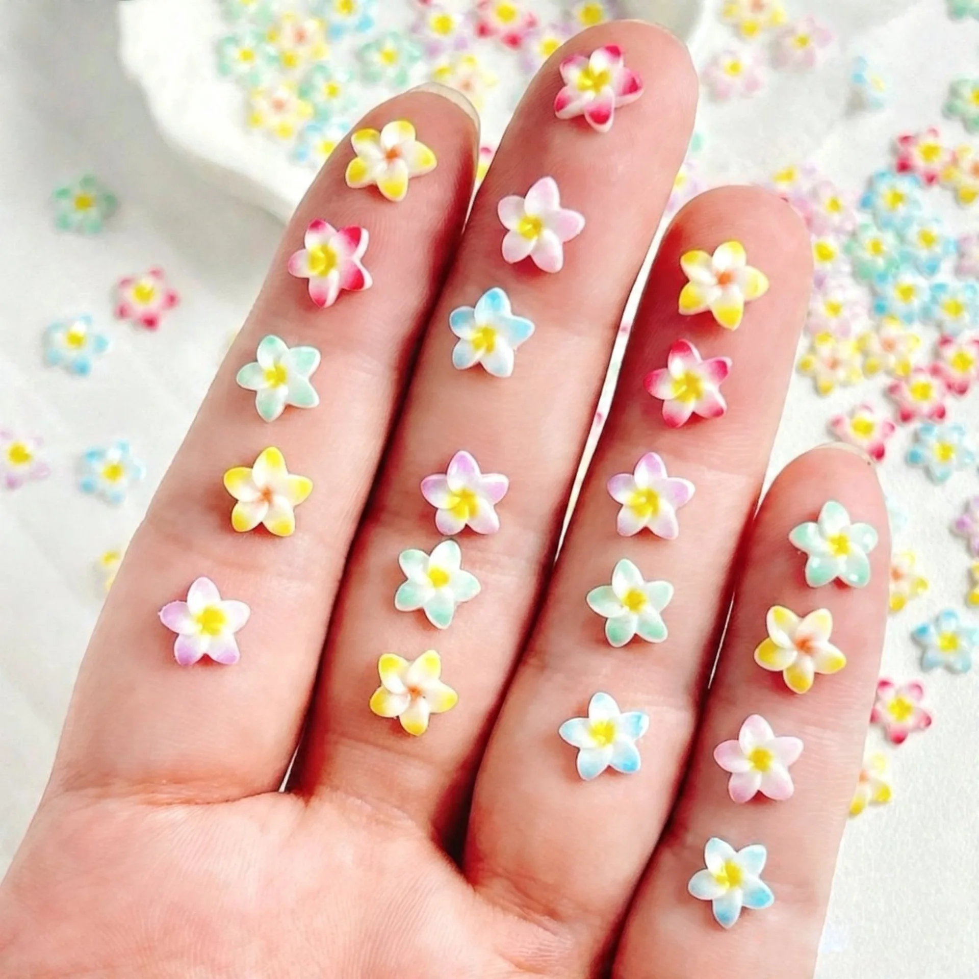 30pcs Colorful Sweet Flower Nail Art Accessories Resin Gradient Lily Flower Nail Charms Decorations Supplies Cute Nail Parts DIY