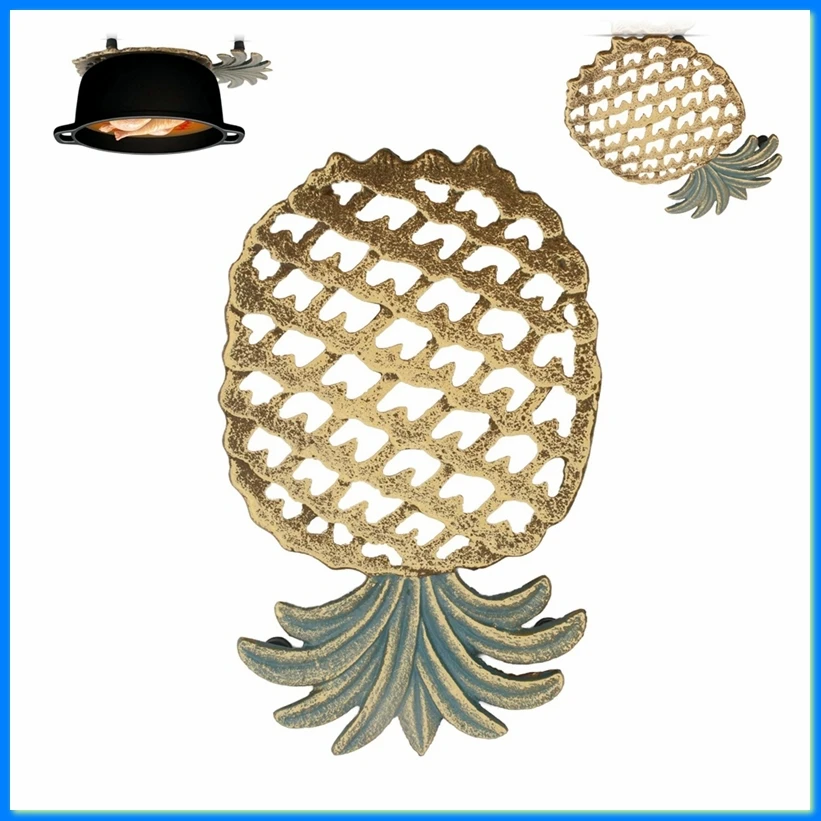 Cast Iron Pineapple Trivet for Hot Dishes (9.84 Inches) - Decorative Pineapple Iron Trivet & Kitchen Hot Pad,Home Decor-A57M