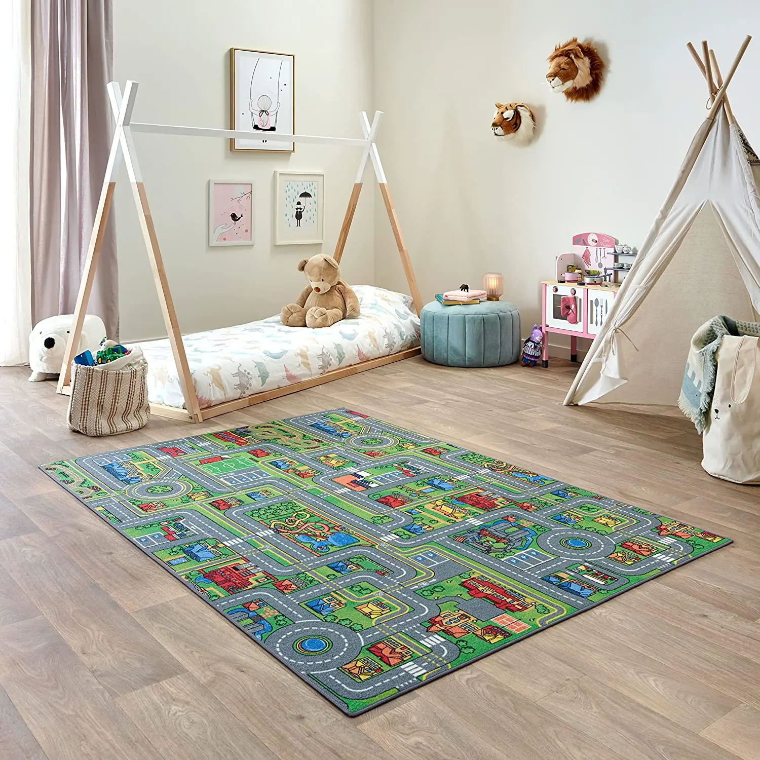 Studio de tapis kids car rugs, room play mats for boys and girls, non-slip home decor, floor