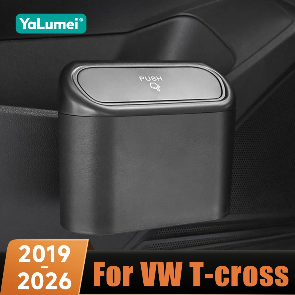 سلة مهملات السيارة معلقة صندوق تخزين الغبار والقمامة لسيارة Volkswagen VW T-cross 2019 2020 2021 2022 2023 2024 2025 2026 #1