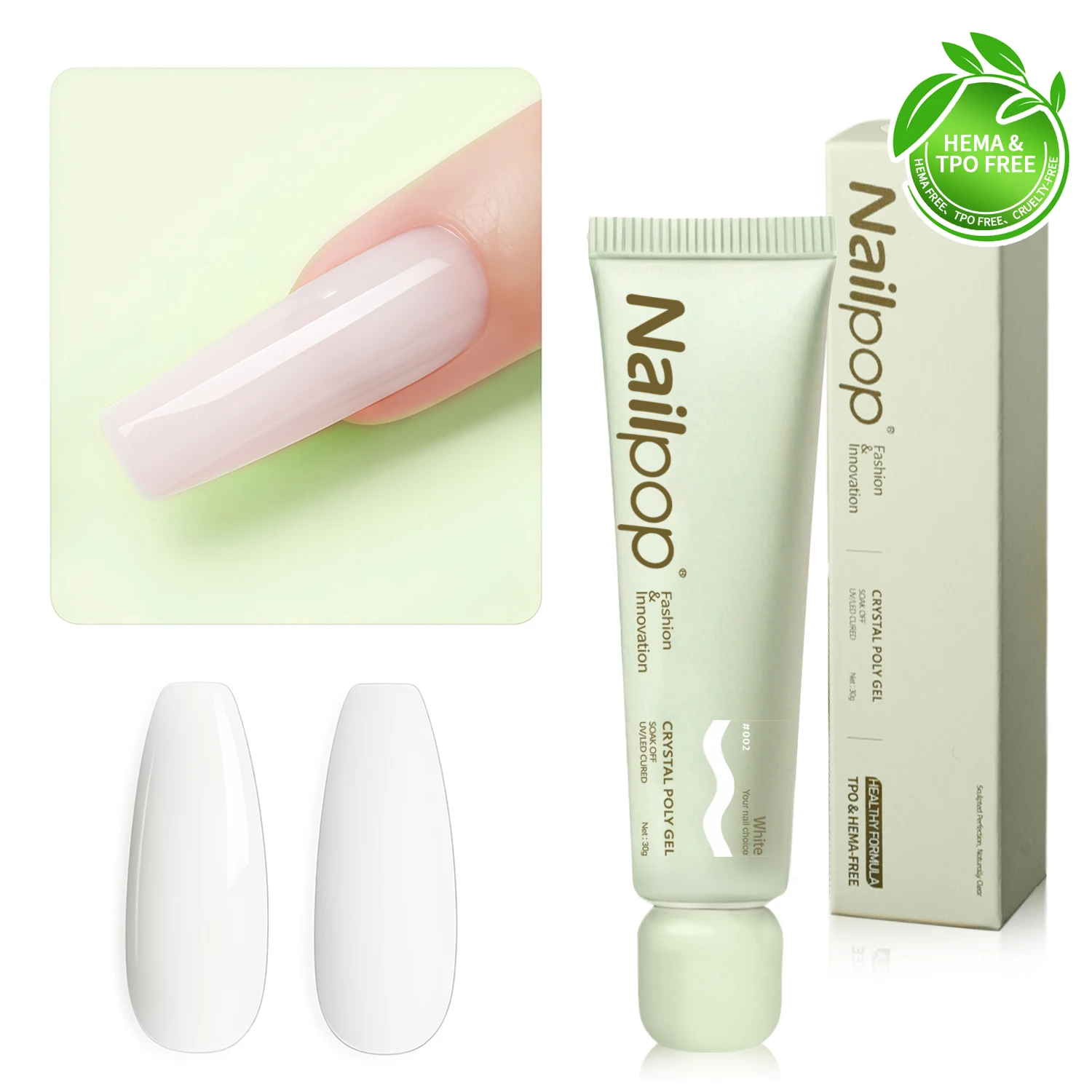 

Nailpop TPO/HEMA-Free 6 Colors Crystal Poly Nail Gel Builder Gel For Nails Extension UV/LED Lamp Curing Home Art Salon DIY 1pc