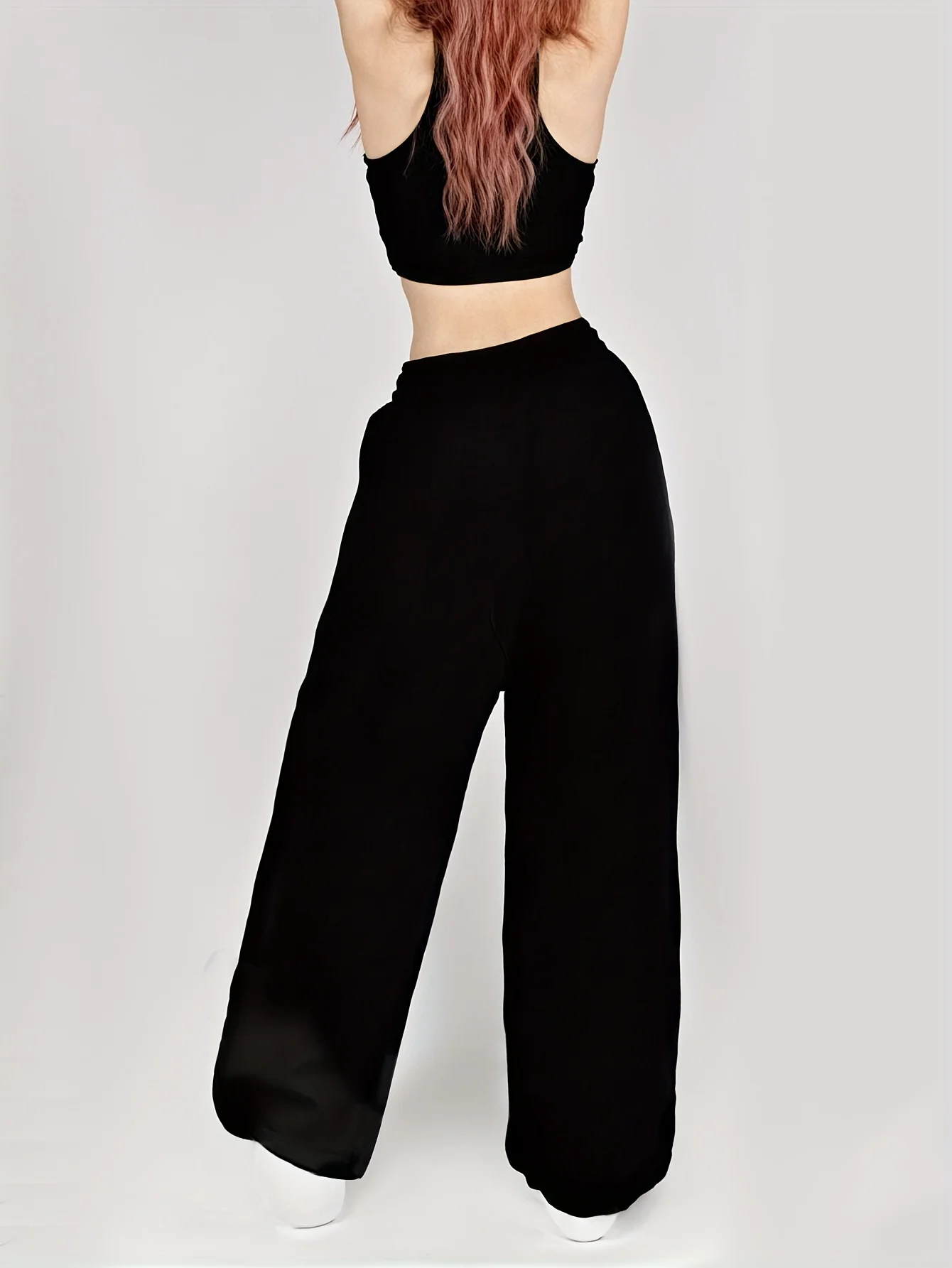 Women's Kids Spring Summer Jogger Pants - Casual Loose Fit with Drawstring Waist, Geometric Pattern, Black, Perfect
