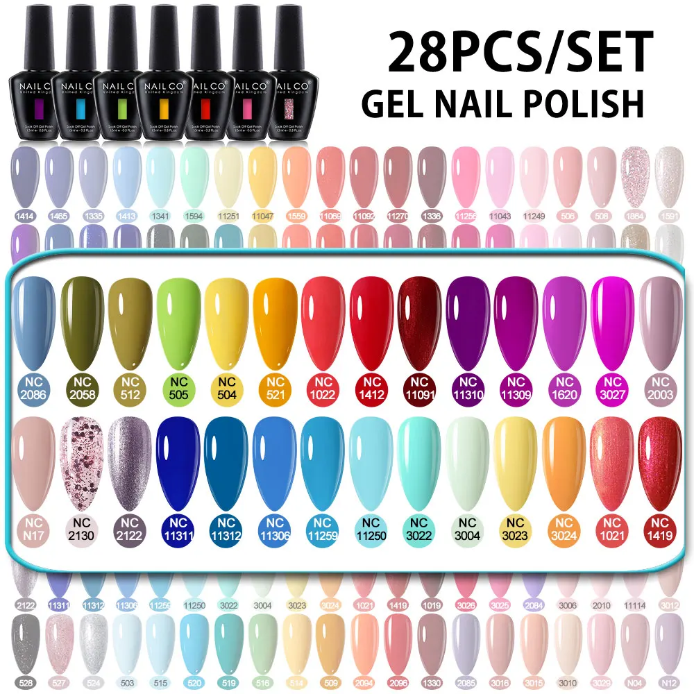 NAILCO 28 ألوان عدة هلام طلاء الأظافر مجموعة شبه دائمة مسمار الفن تصاميم UV هلام الورنيش ل قاعدة مانيكير ماتي معطف فوقي أطقم #4