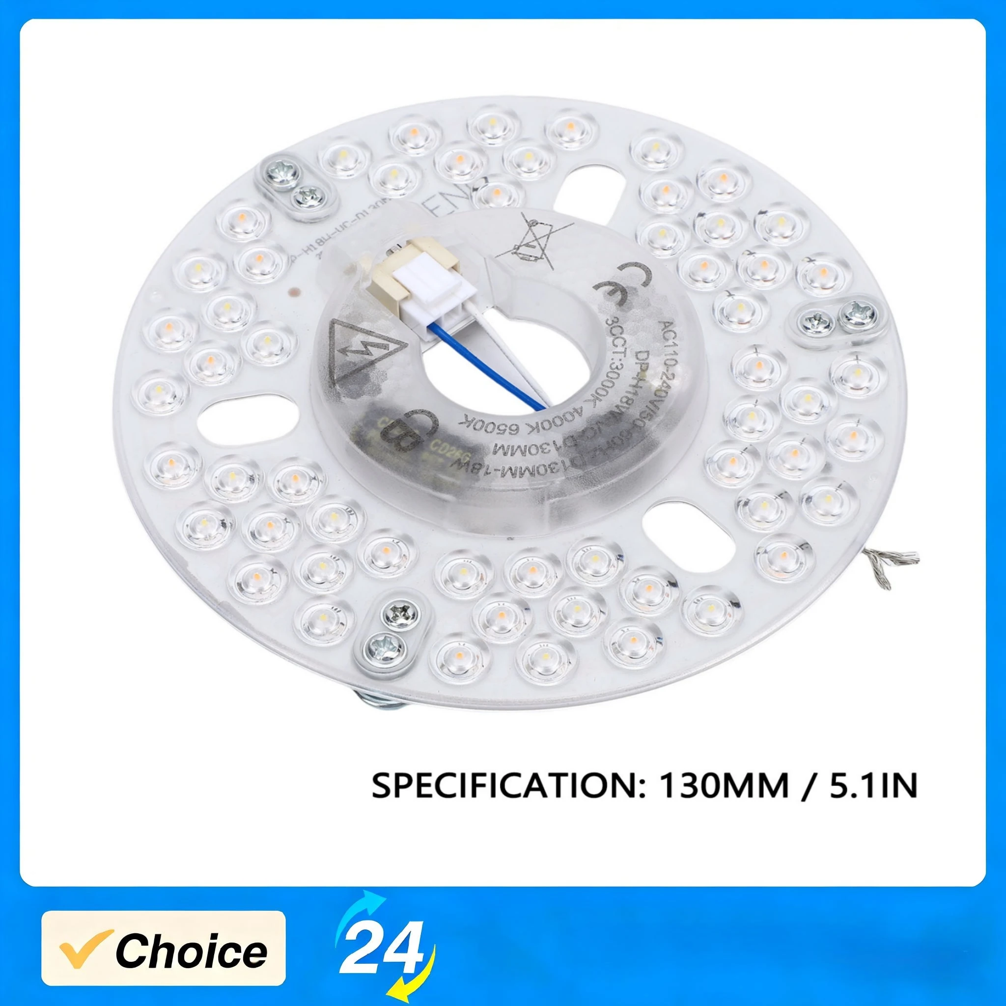 Lámpara Circular de Techo de 130 mm, 18 W, 3CCT, Regulable, Repuesto para Ventilador de Techo, 110-240 V, Ahorro de Energía, Piezas de Iluminación para el Hogar