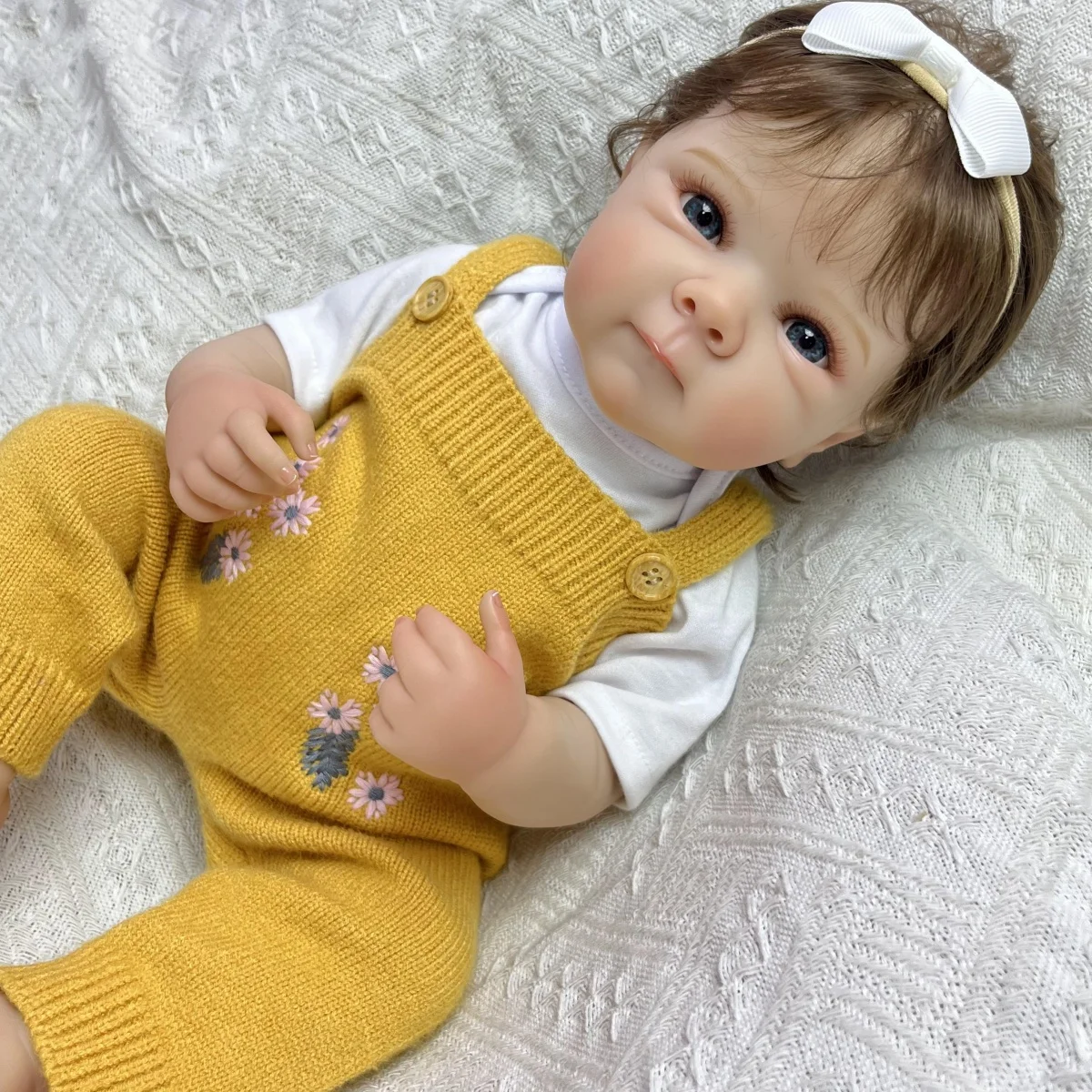 19 Inch 48 CM Full Vinyl Body Reborn Baby Girl Doll Toy with Rabbit Clothing Lifelike Handmade Fashion Birthday Gift