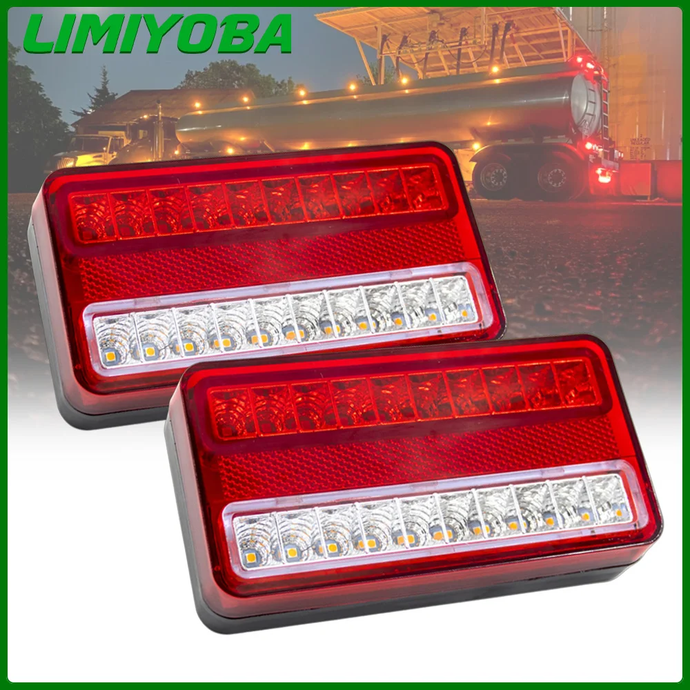 

2 шт. 12 В 24 В 20 светодиодный водонепроницаемый задний фонарь, задний стоп-сигнал, указатель поворота, индикаторная лампа для грузового каравана, автомобиля, грузовика, прицепа