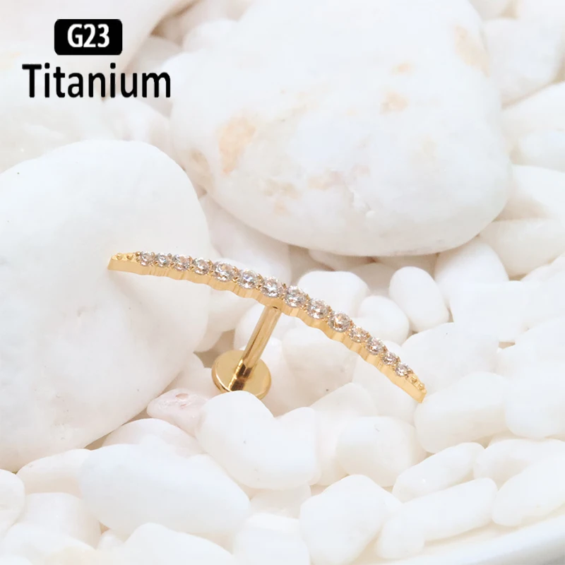 G23 Titanium 16G cartilagine Stud orecchini da donna Piercing al setto zircone falcate lobo dell'orecchio Tragus Helix Lip Rings Labret Jewelry