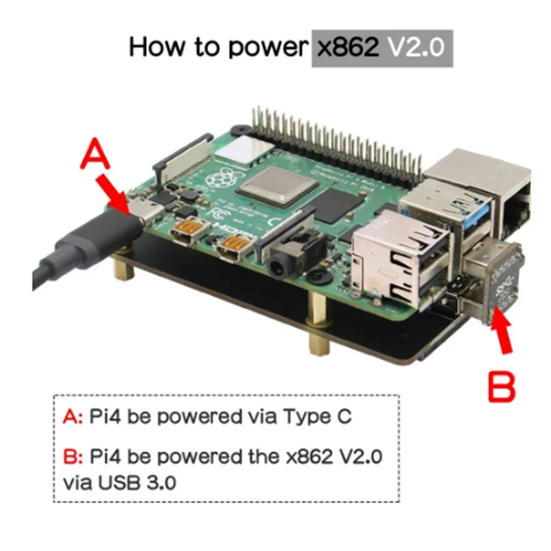 X862 V2.0 M.2 NGFF 2280 SATA SSD Scheda di espansione di archiviazione/Scudo per Raspberry Pi 4 Modello B