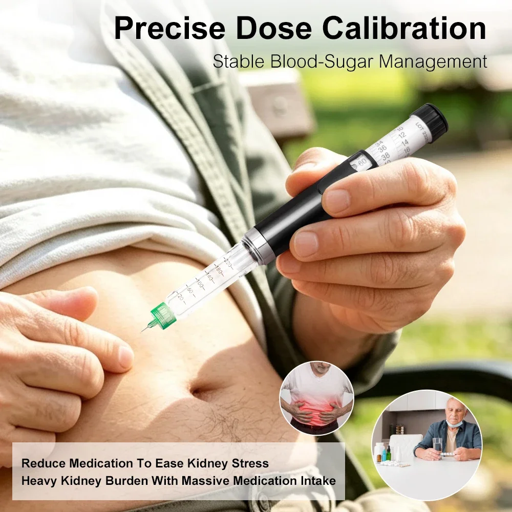 V3 Reusable Insulin Injection Pen Metal Injection Pens Empty Peptide Pen 60IU Dose Control Home Use Perfect for 3Ml Cartridges