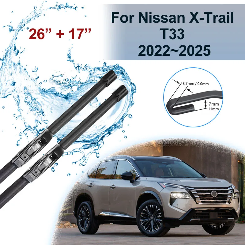 

For Nissan X-Trail X Trail T33 2022 2023 2024 2025 Rogue Strip Refill Front Wiper Blade Windshield Windscreen Tools Accessories