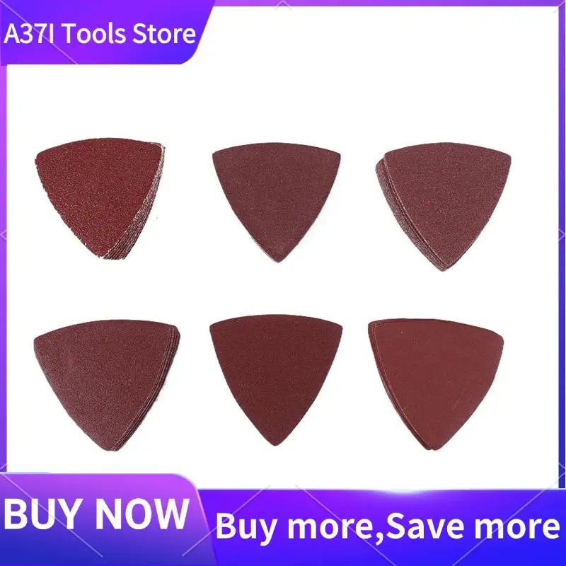 60Pcs Triangular Hook And Loop Triangle-Sandpaper, Fit 3-1/8 Inch Oscillating Multi Tool Sanding Pad, Assorted 40 60 80 100 120