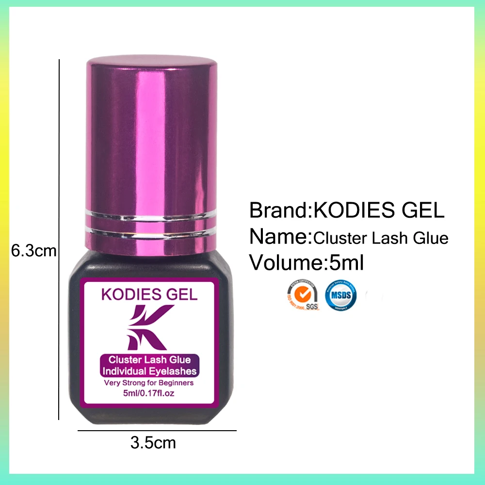 KODIES GEL Individual Eyelash Glue Extension Supplies Self-Application Cluster Lash Glue 3 Sec Dry Strong Firm Adhesive Beginner