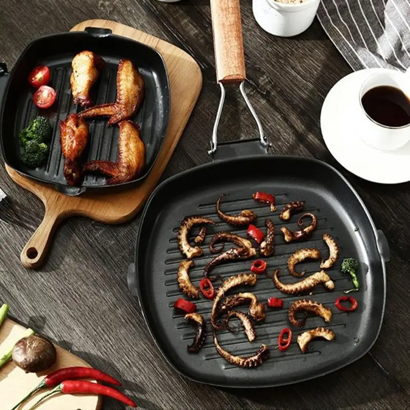 

Y9UA Nonstick Grilling Pan Large Skillets Indoor Cooking Pans Steak Pans for Cooking