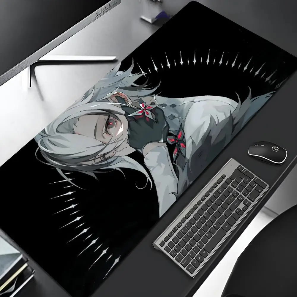 Genshin Impact Arlecchino Mouse Pad Edge Big Gaming Locking Computer Gamer Large Rubber Art Mousepad Laptop Desk Music Mat