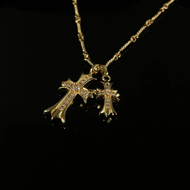 حار بيع تشو يانغتشينغ تونغ طبقة مزدوجة الصليب الحلو كول لوه القلب قلادة المتخصصة تصميم ضوء المجوهرات الفاخرة الاتجاه #3