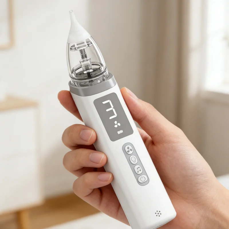 Electric Baby Nose Sucker with Powerful Suction Larger Chamber Automatic Nose Cleaner with Music 3 Modes for Infant Care