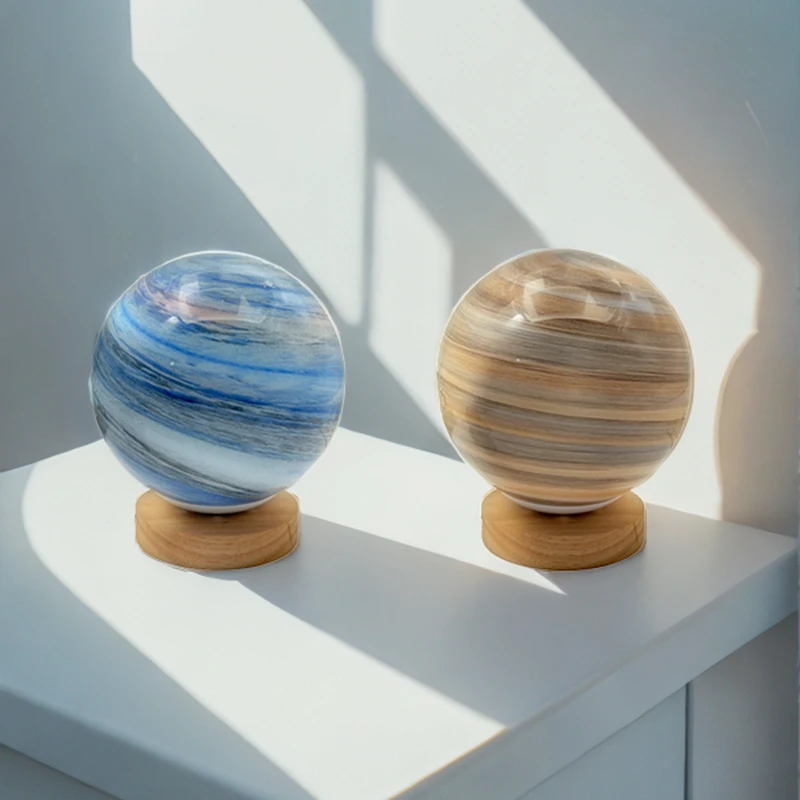 Planet Table Lamp Bauhaus Style Silver Base Planet Table Lamp Dopamine Ins Style Dreamy Starry Sky Moon Bedroom Bedside Desk