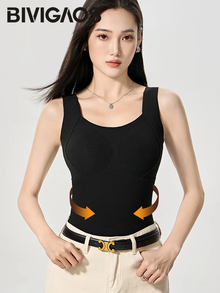 BIVIGAOS Herfst Winter Grafeen Bh + Vest Top Quick Heat Bottom Shirt Vrouwen Met Borst Pads Warm Ondergoed Zachte afslanken Tank Top