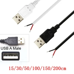 2 Pin Bare Wire USB 2.0 Power Cable DIY Pigtail 5V 12V Male Plug Cable For USB Equipment Installed DIY Project LED Strips Fans