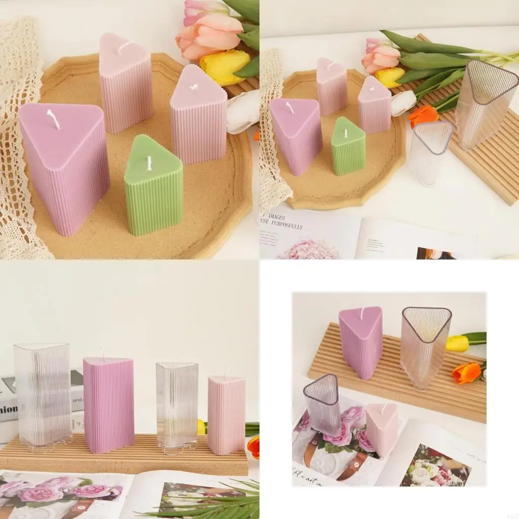 

Striped Triangular Cylinder Silicone Molds For Handmade Soap Home Decoration Holiday Gift Resin Casting X3UC
